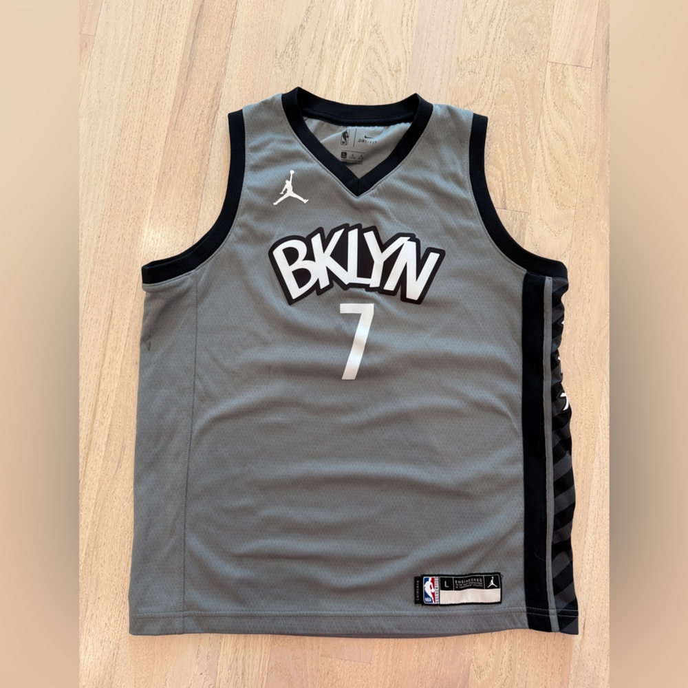 Nike Jordan Kevin Durant #7 Brooklyn Nets YOUTH SZ Large 14/16 Grey BKLYN Jersey
